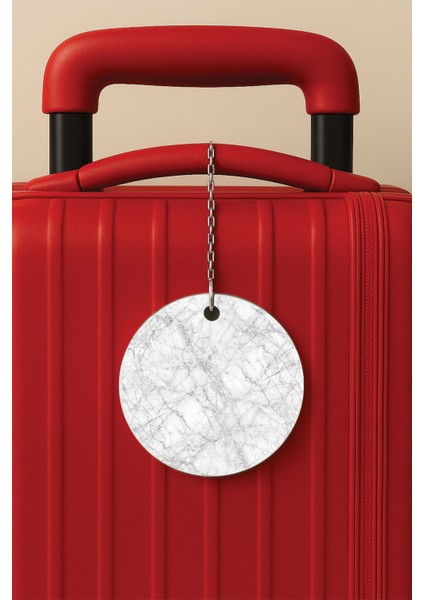 Desenli Baskılı Pleksi Zincir Aparatlı Bavul Etiketi Valiz Etiketi Singapur Mermer