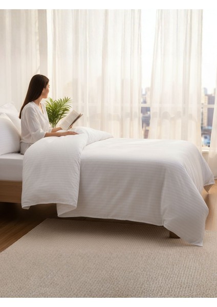 Tek Kişilik Çizgili Pamuk Saten Nevresim | 160X230 | Mix & Match | Otel Serisi