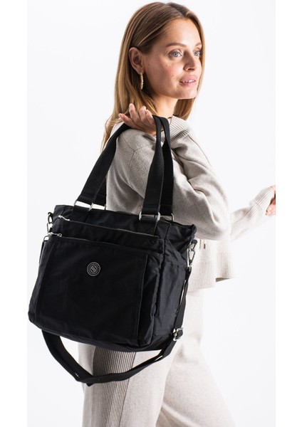 Sanmorris Kadın 4 Bölmeli Suya Dayanıklı Saten Kumaş Çapraz ve Omuz Askılı Çanta fırsatları