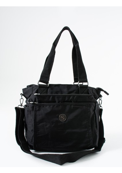 Sanmorris Kadın 4 Bölmeli Suya Dayanıklı Saten Kumaş Çapraz ve Omuz Askılı Çanta