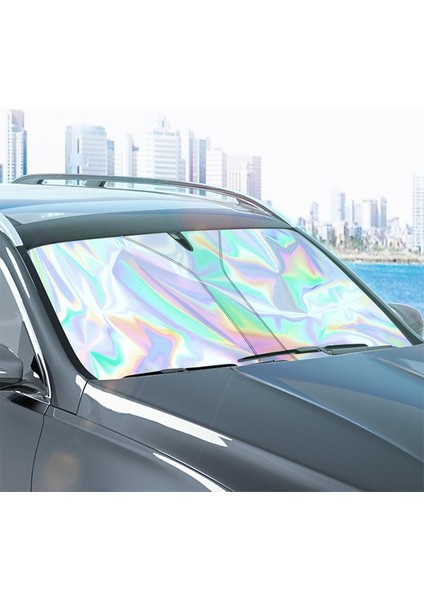 Ally Araba Güneş Gölge Koruyucu Oto Ön Cam GÜNEŞLIK(140CM*70CM) Titanyum Gümüş KATLANABILIR-(5775)