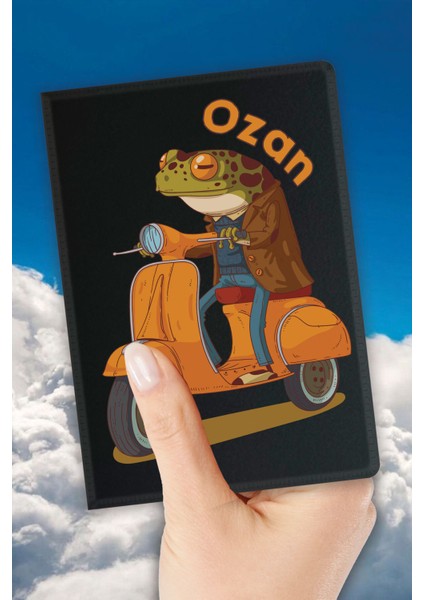 Isim Yazılı Pasaport Kılıfı Desenli Pasaport Kabı Kişiye Özel - Gezgin Kurbağa