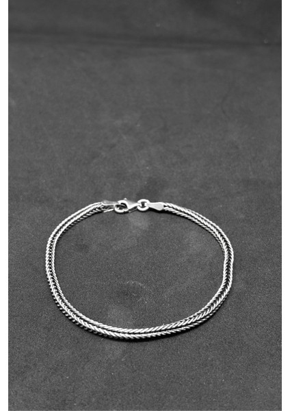 Oksitli Gümüş Tilki Kuyruğu Zincir Erkek Bileklik