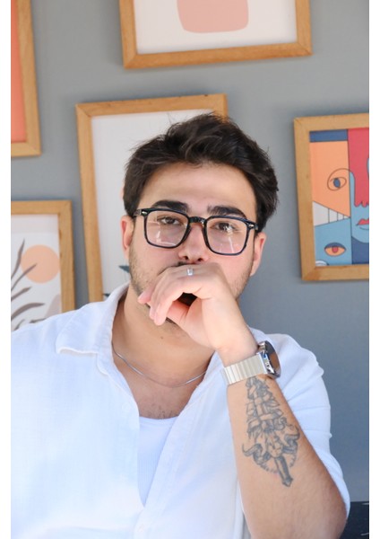 Erkek Kare Trend Model Mavi Işık Korumalı Gözlük Blue Block