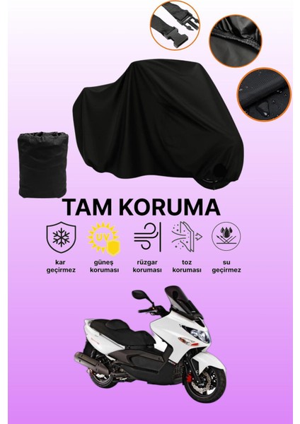 Siyah Kymco Xciting 500 Uyumlu Motor Branda, Koruyucu Örtü, Motosiklet Brandası