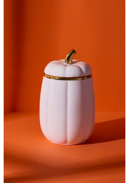 Kabak Porselen M Kapaklı Kavanoz 18X11 cm