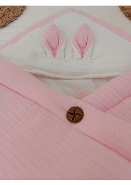 Litaetrend Yenidoğan 4 Kat Müslin Kumaş Kulaklı Patili Fiyonk Bebek Battaniyesi Kundak Pembe modelleri