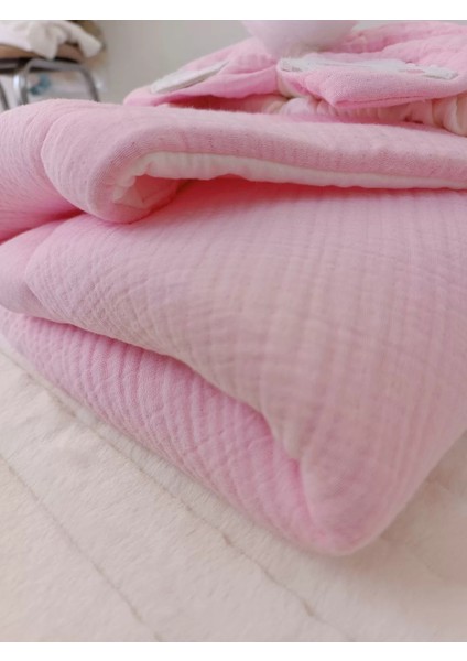 Litaetrend Yenidoğan 4 Kat Müslin Kumaş Kulaklı Patili Fiyonk Bebek Battaniyesi Kundak Pembe fırsatları