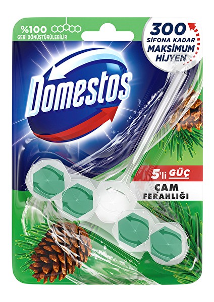 2 Adet Domestos Wc Temizleyici Blok 5'li Güç Çam Ferahlığı