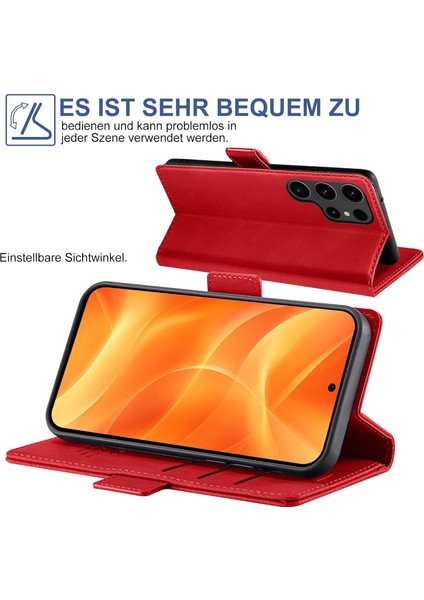 Samsung Galaxy S25 Ultra Uyumlu Ekran Koruyuculu Kılıf Kapaklı Kartlıklı Deri Görünümlü Standlı Kapak indirimleri