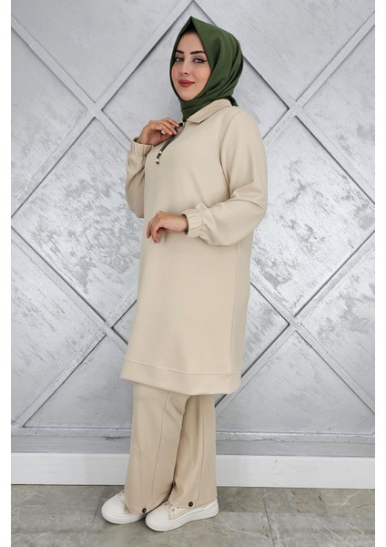 Kadın Düğme Detaylı Tesettür Takım