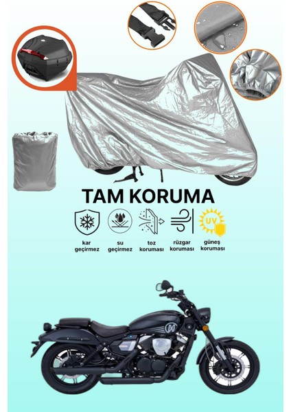 Gri Arka Çanta Uyumlu Mondial 250 Nevada Uyumlu Motor Brandası, Koruyucu Örtü
