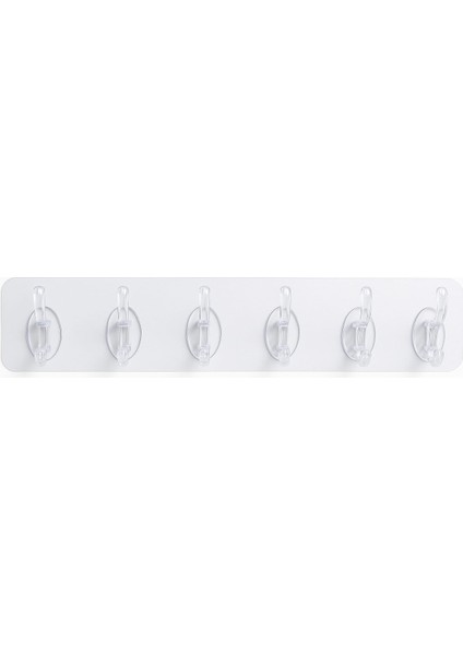 6'lı Şeffaf Askılık Kendinden Yapışkanlı Pratik Kapı Duvar Banyo Askısı