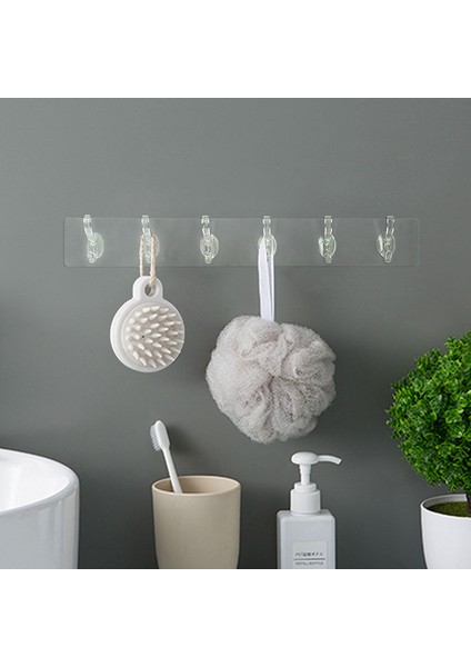 6'lı Şeffaf Askılık Kendinden Yapışkanlı Pratik Kapı Duvar Banyo Askısı modelleri