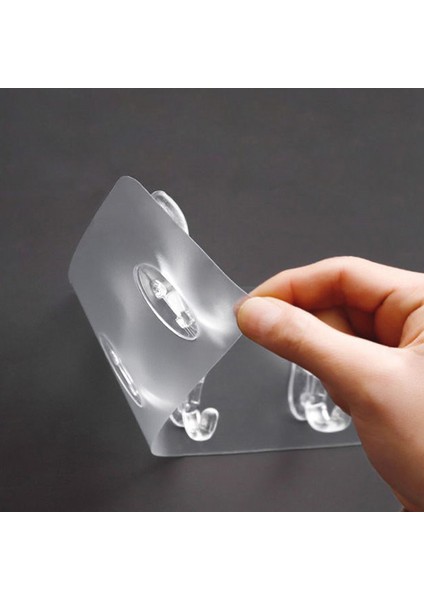 6'lı Şeffaf Askılık Kendinden Yapışkanlı Pratik Kapı Duvar Banyo Askısı