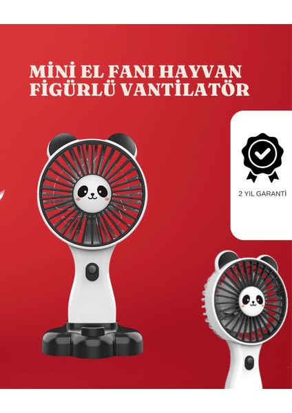 Mini Fan Hayvan Figürlü – Şarj Edilebilir Taşınabilir El Vantilatörü