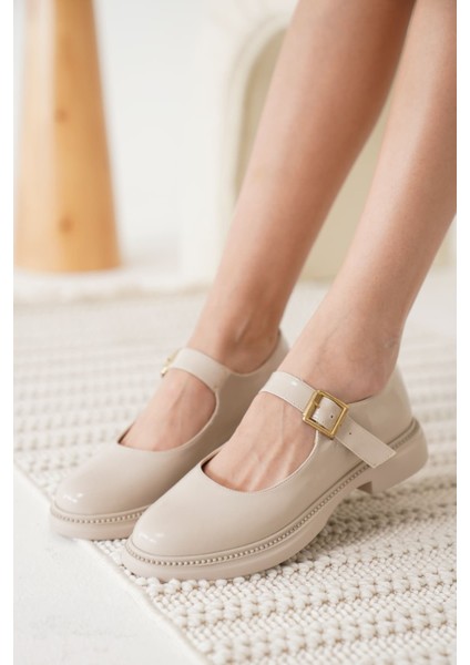 Anairb Bej Rugan Toka Detaylı Mary Jane Ayakkabı