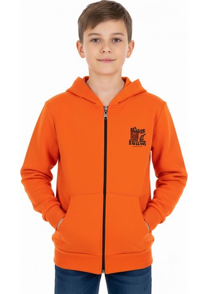 Erkek Çocuk Hırka 2 Iplik Şordonlu Baskılı Kapüşonlu