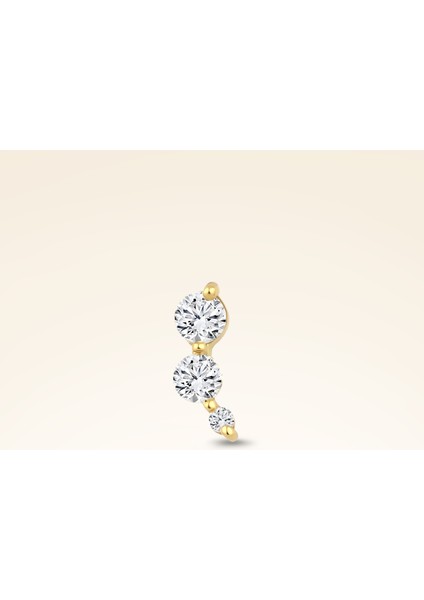 0,15 Karat Pırlanta Üç Taşlı Helix Piercing