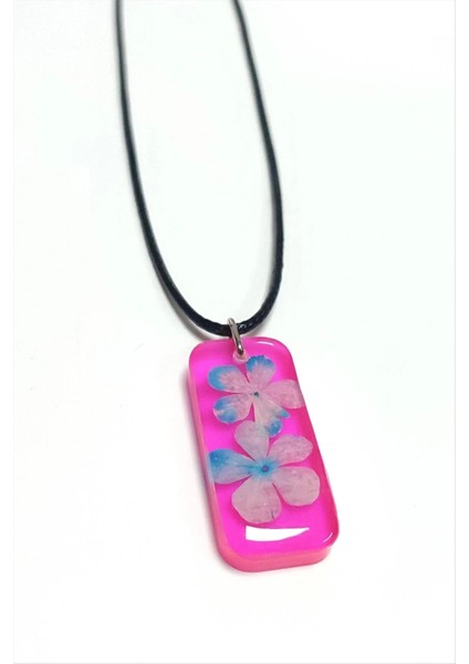 Kartopu Çiçeği Dikdörtgen Epoksi Kolye