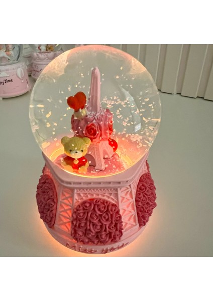 Paris Eyfel Kulesi Sevgili Güllü Ayıcıklı Işıklı Müzikli Orta Boy Kar Küresi TKY0399 fiyatları