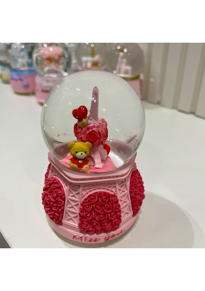 Paris Eyfel Kulesi Sevgili Güllü Ayıcıklı Işıklı Müzikli Orta Boy Kar Küresi TKY0399 fırsatları