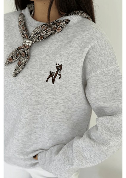 Kadın Dekoratif Yakalı Likralı Sweatshirt – Konforlu & Karakterli Stil indirimleri