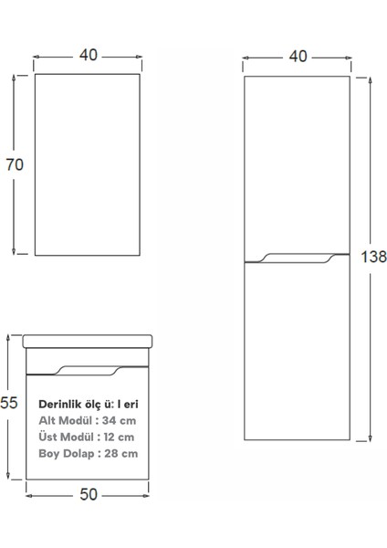 Mılano Banyo Dolabı 50 cm (Boy Dolabı Dahil Değildir.) fırsatları