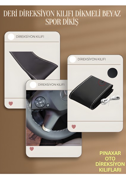 Renault Twingo Deri Direksiyon Kılıfı Prime Kalite, Dikmeli Beyaz Spor Dikiş fiyatları
