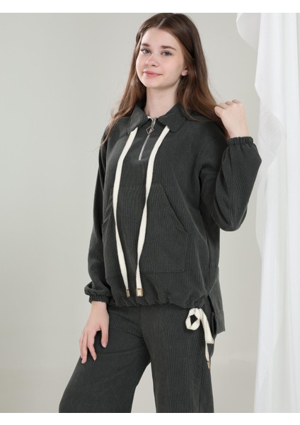 Aria Kız Çocuk Kadife Takım Füme fırsatları