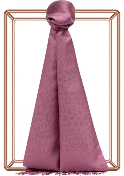 Ipekevi Desenli Ipek Şal - Leopar Jakar Desenli - Gül Kurusu