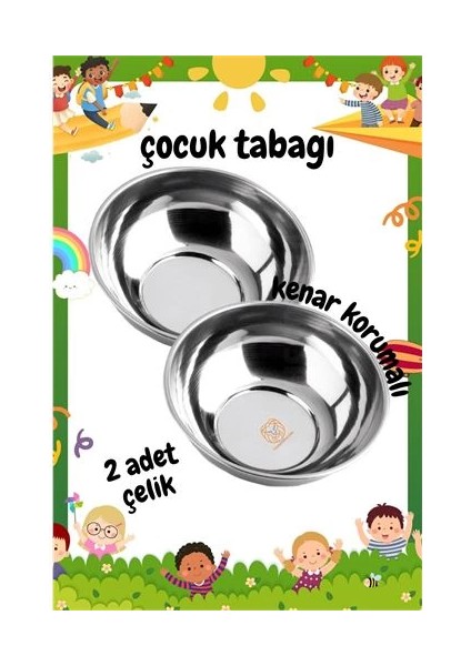Bfs Derin Çocuk Tabağı Güvenli Kenarlı Çelik 2 Adet 16 cm