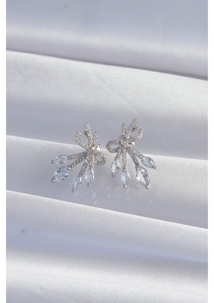 Bfs Pirinç Gümüş Renk Zirkon Taşlı Fiyonk Küpe fiyatları