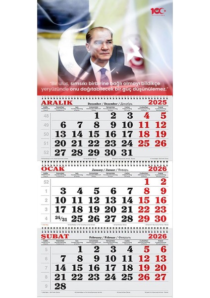 2026 Yılı Gemici Takvimi ---Cumhurbaşkanı Atatürk