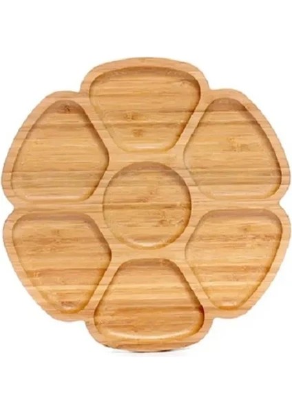 KC3030 Balsa 7 Bölmeli Bambu Sunumluk 30X30 cm – Doğal Ahşap Servis Tabağı fiyatları