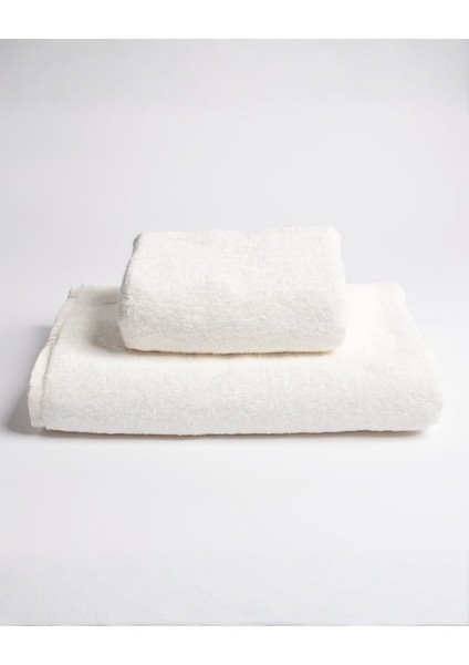 %100 Pamuk | Velune Banyo Havlusu 2\'li Set | Kırık Beyaz | 80X160 | Otel Serisi