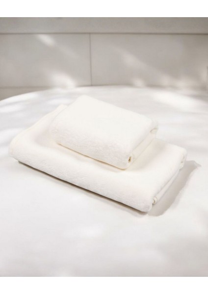 %100 Pamuk | Velune Banyo Havlusu 2\'li Set | Kırık Beyaz | 80X160 | Otel Serisi modelleri