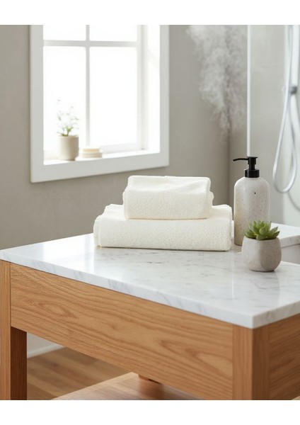 %100 Pamuk | Velune Banyo Havlusu 2\'li Set | Kırık Beyaz | 80X160 | Otel Serisi fırsatları