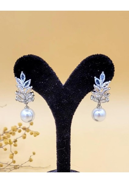 Serena Inci Yaprak Silver Küpe