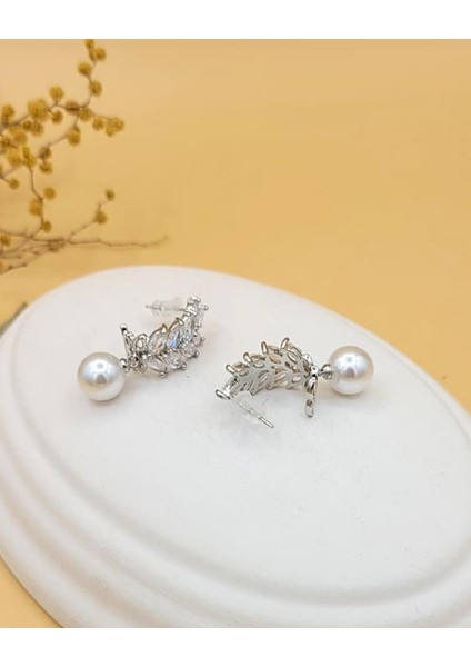 Serena Inci Yaprak Silver Küpe