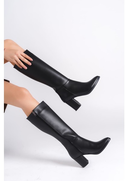 Fıorella Bağcıksız Fermuarlı Ortopedik Taban Kadın Çizme Cst - Siyah