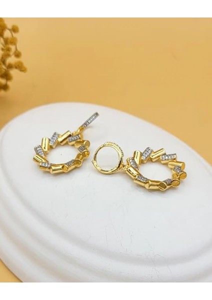 Zirkon Taşlı Pirinç Halka Küpe fiyatları