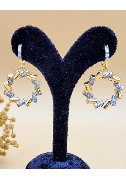 Zirkon Taşlı Pirinç Halka Küpe modelleri