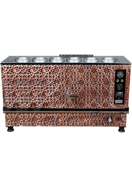 Pro Elektrikli Full Otomatik Çay Kazanı 6 Demlikli 60 Litre Bakır