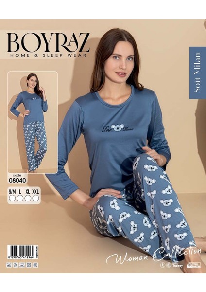 Soft Milan Kadın Uzun Kol Pijama Takımı 08040