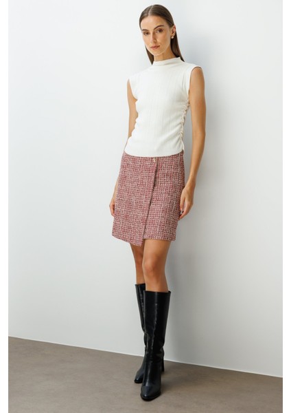 Kadın Yanları Büzgülü Kolsuz Triko Kazak 65355 Ekru modelleri