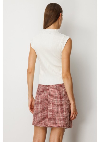 Kadın Yanları Büzgülü Kolsuz Triko Kazak 65355 Ekru fırsatları