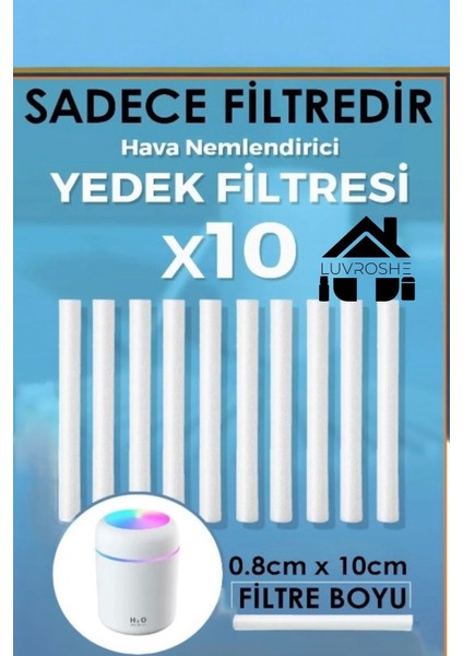 Hava Nemlendirici Buhar Makinası Filtresi H20 Humudifier Flitre 10 Adet 0.8X10 cm