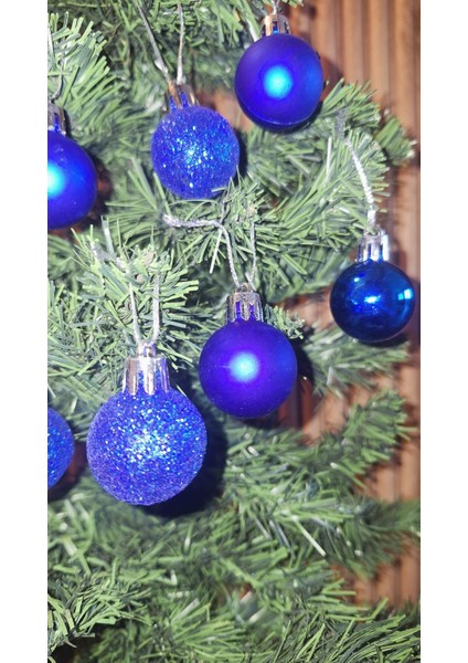 Yılbaşı Süsü Mavi Işıltılı Renkli Cici Top 3 cm 9lu Yılbaşı Yeni Yıl Çam Ağacı Süsü fiyatları