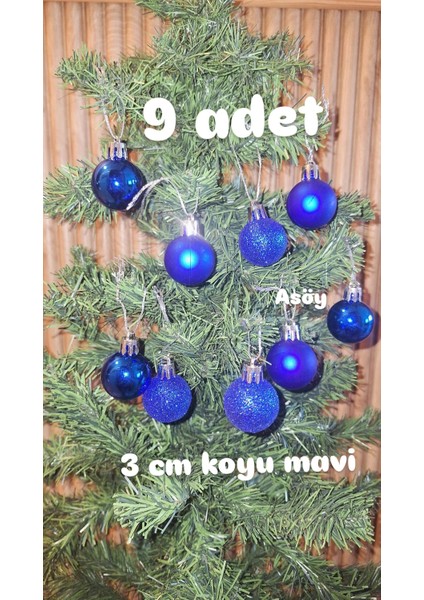 Yılbaşı Süsü Mavi Işıltılı Renkli Cici Top 3 cm 9lu Yılbaşı Yeni Yıl Çam Ağacı Süsü modelleri